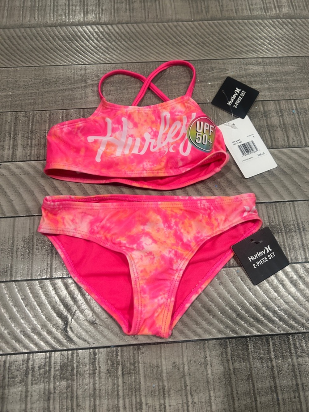 Hurley Kids Swim Bikini Pink Orange Tie-Dye 2-Piece